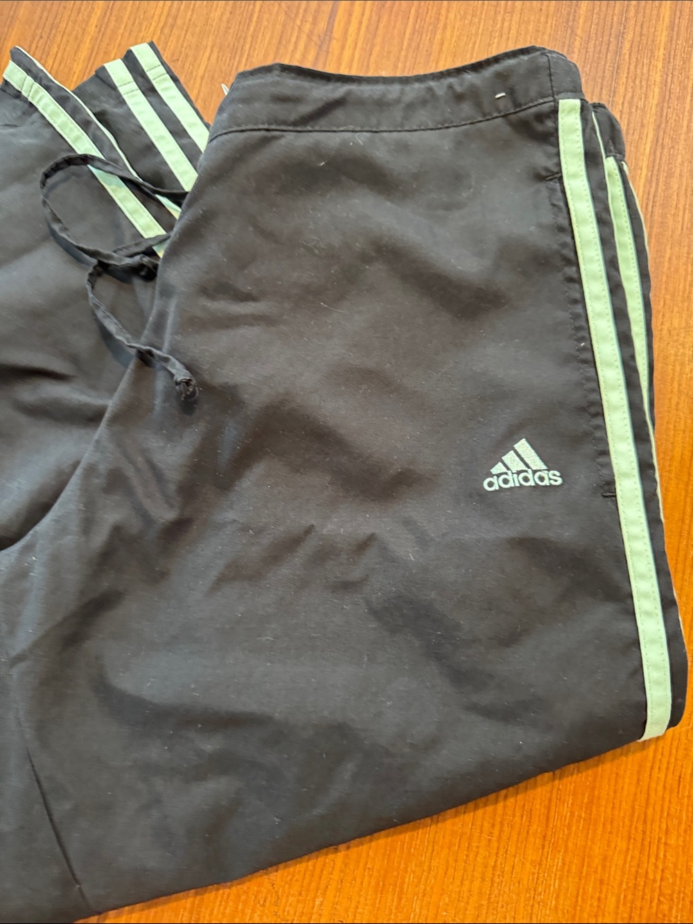adidas Black Joggers with Light Green Side Stripes